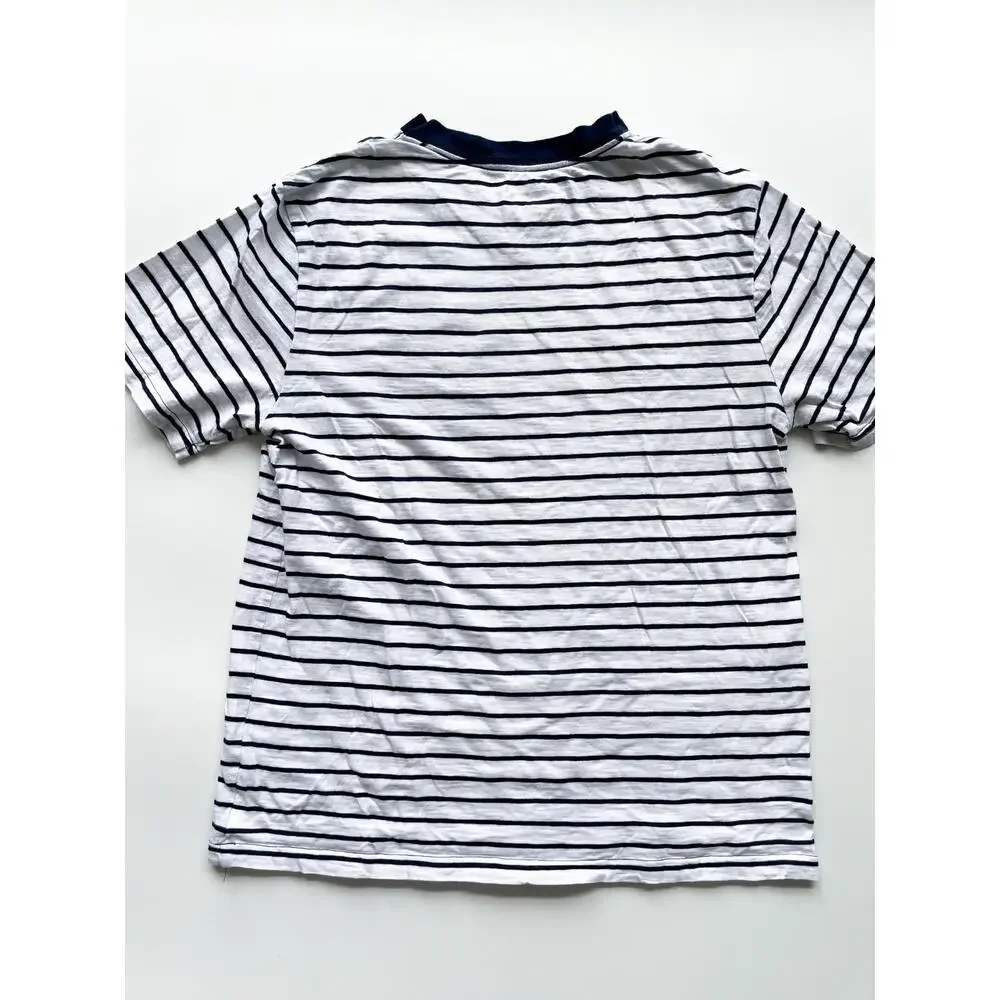 Boy's Ralph Lauren Navy and White Stripe V-Neck T-Shirt Size 14/16